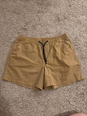 Bearbottom Clothing Men's Stretch Shorts Size Large 5.5" Inseam Khaki Tan